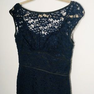 Navy blue and black lace cocktail dress size 6